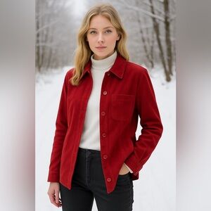 Vintage 90s Coldwater Creek Cranberry Red Suede Leather Jacket S